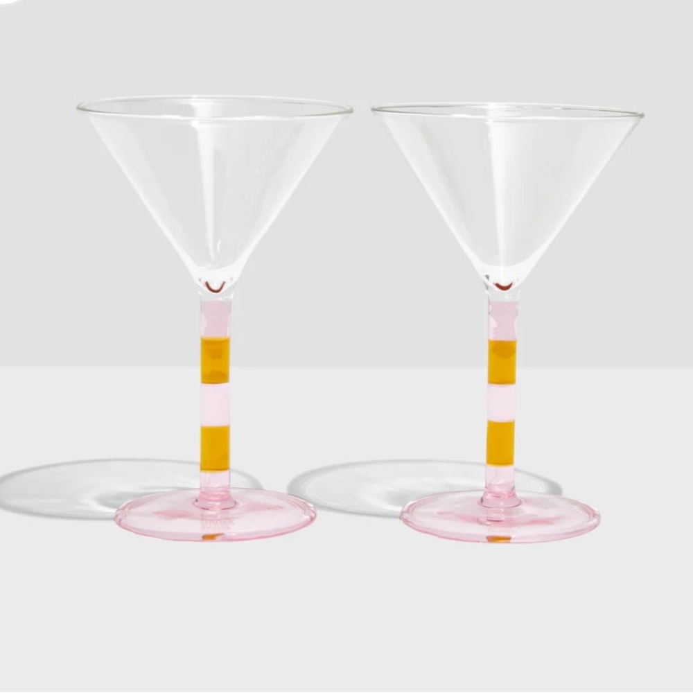FAZEEK TWO x STRIPED MARTINI GLASSES - PINK + AMBER